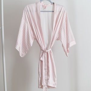 Victoria Secret Silky feel robe white and pink stripe
